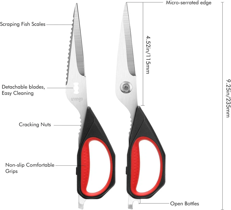 LIVINGO Kitchen Scissors, 2 Pack 9.25 Utility All Purpose Poultry Shears Heavy - Image 2 of 4