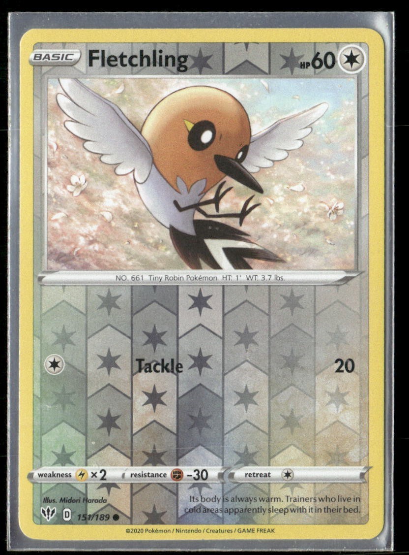2020 Darkness Ablaze Set Pokemon Card 151  Fletchling Reverse Foil NM