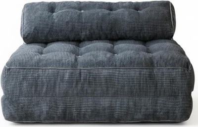 Compact Convertible Dark Grey Sofa Bed with Headrest & Pillow for Living Room