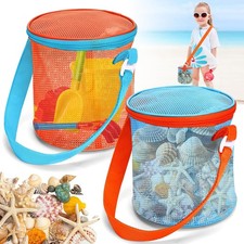 Sea Shell Bags for Beach,2pcs Mesh Seashell Holder,Shelling Collecting Tools