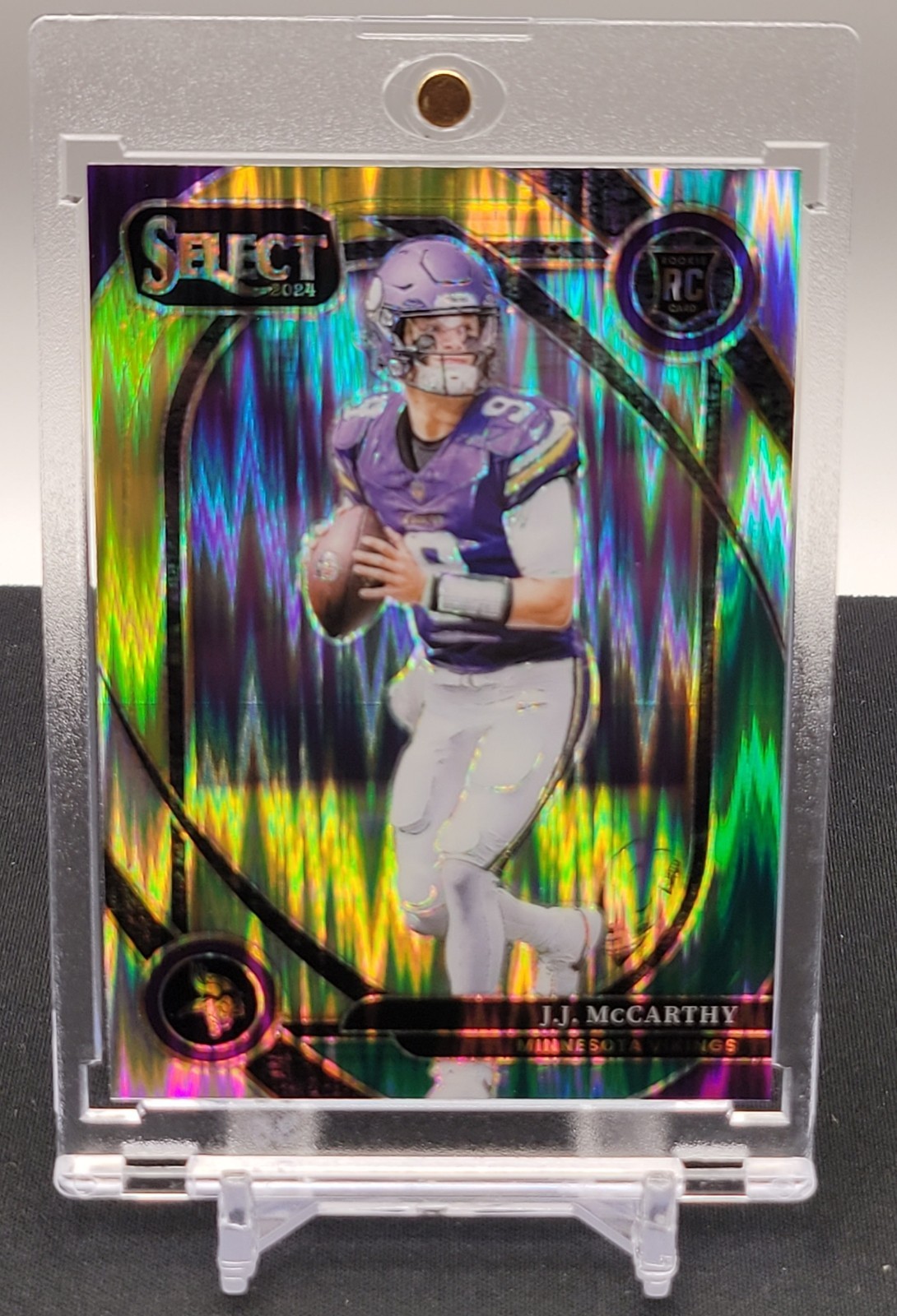 2024 Panini Select - Club Level J.J. McCarthy #246 Black & Green Shock Prizm...