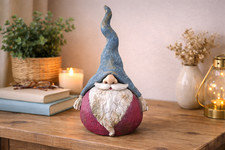 Large Garden Gonk Ornament Blue Hat Nordic Gnome Statue 35cm MGO