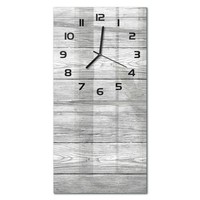 Glas-Wanduhr Rechteckig Im Hochformat Holz-Hintergrund Schwarze Zeiger 30X60 Cm