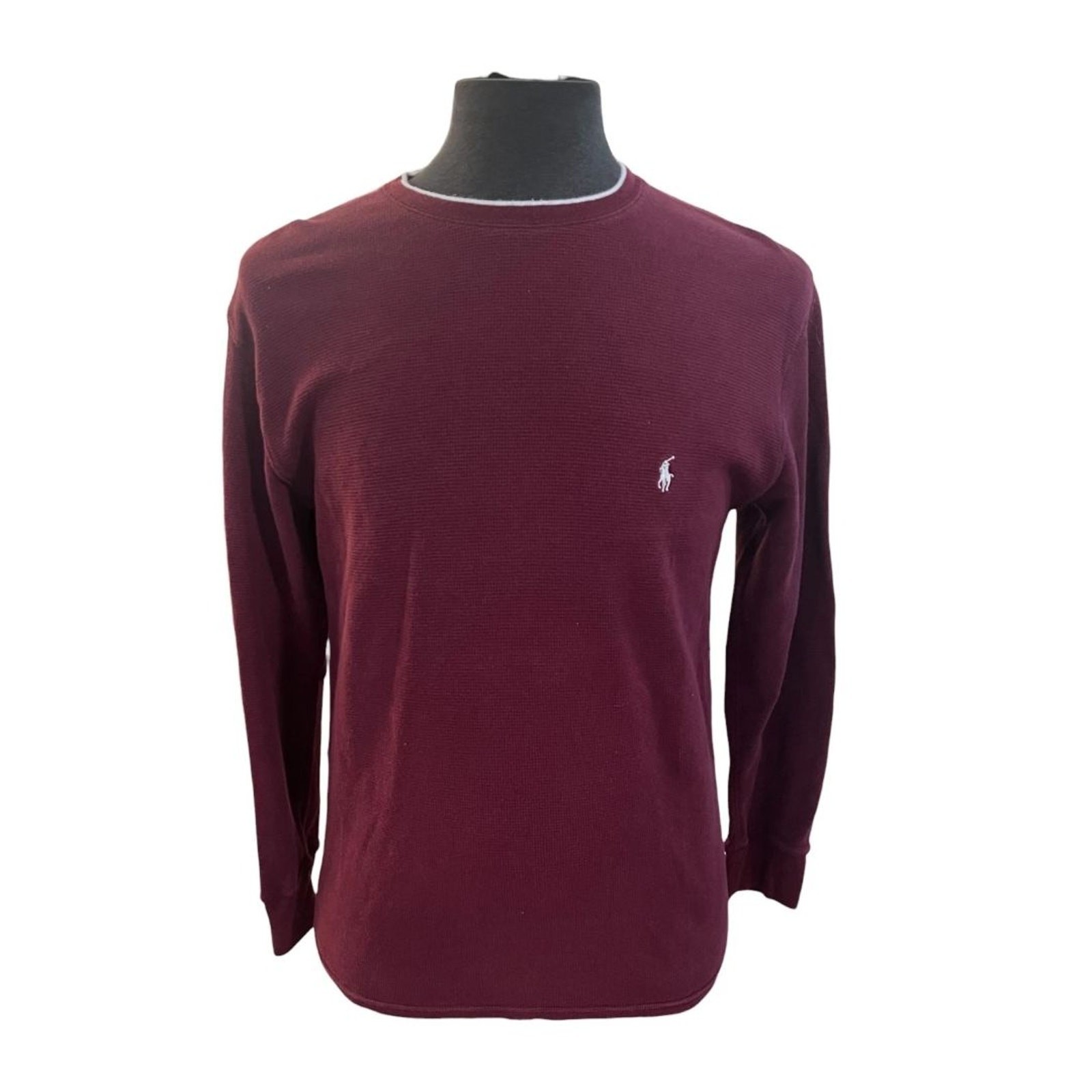 Large Polo Ralph Lauren Burgundy Long Sleeve Crewneck Thermal Mens Pony Logo