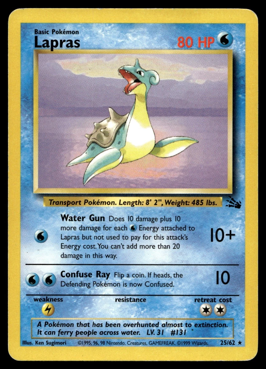 1995 lapras pokemon card value Fossil Lapras Pokémon TCG Individual Collectible Card Game Cards for sale