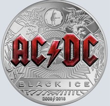 2018 Cook Islands 2oz Silver Proof $10 coin "AC/DC - Black Ice" original case