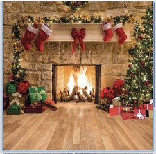 SJOLOON 10x10FT Christmas Photography Backdrops Child Christmas Fireplace Dec...