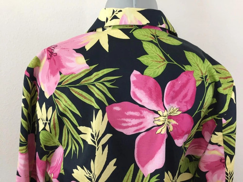 Erin London blazer Size M stretch 3/4 cuffed sleeve bright pink black floral - Picture 4 of 5