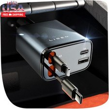 Retractable Car Charger, 84W Car Charger USB C Fast Charger, Cigarette Lighter U