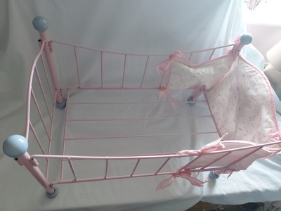 Baby Annabelle Metal Doll Bed Pink Dolly Bed Crib vintage doll cot