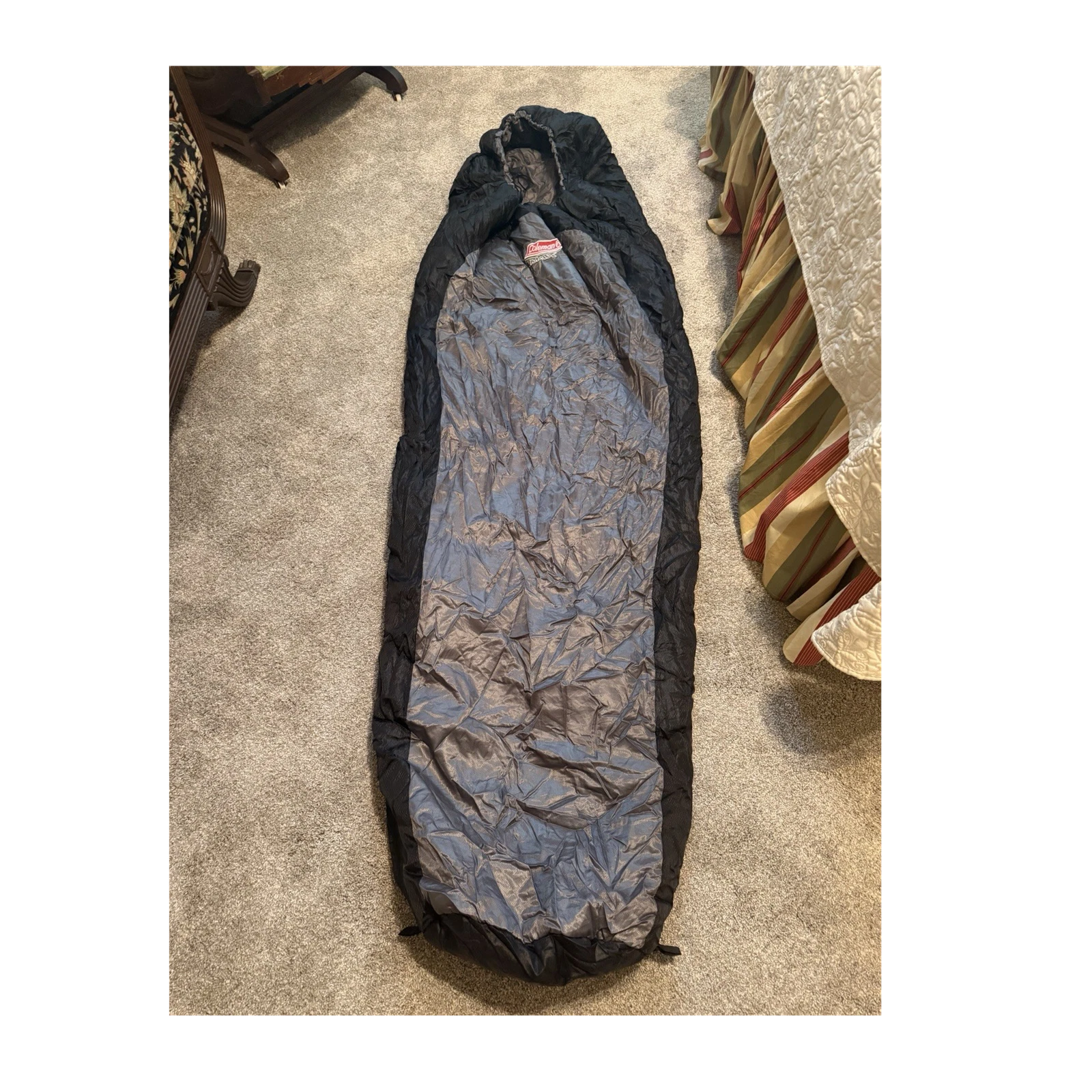 Coleman Max Mummy Sleeping Bag Black/Gray 32x81 Polyester w/ Hood Stuff Sack