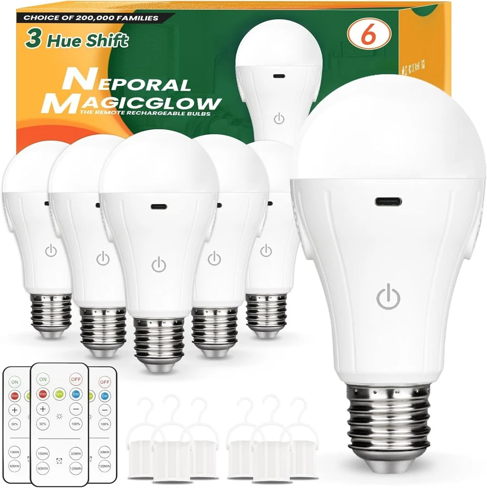 Rechargeable Light Bulbs with Remote - 3 Colors + Dimmable - Image 3 of 4