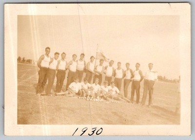 Vtg B&W Snapshot Clifton 162 Boys Athletic Team Trophies Trenton NJ Convention