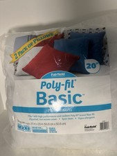 2 Fairfield Pillow Insert Poly-fil Basic Zippered 20"x20" White