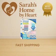 10 Pack Small Vacuum Storage Bags with Hand Pump, Plastic Packaging Bags, 80%...