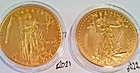 2 Coins: 2021 & 2022 St.GAUDENS WALKING LIBERTY Eagle Gold Plated COPY Coin 40mm