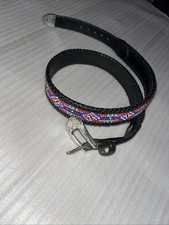 vintage BEADED buckle belt NATIVE AMERICAN western leather EDDIE BAUER 32 38  