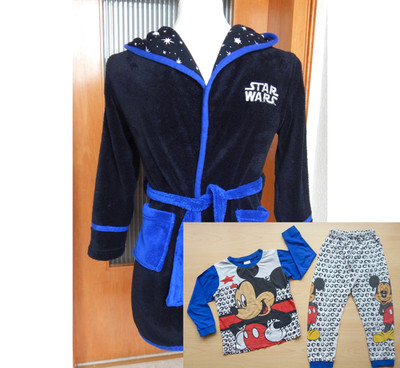 Plüsch Bademantel ''Star Wars-Darth Vader'' 116/122 + Schlafanzug ''Micky Maus''