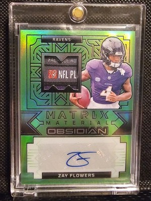 2024 Panini Obsidian Matrix Materials Electric Green Zay Flowers Laundry Tag /5