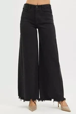 RISEN Tummy Control High Rise Palazzo Leg Frayed Hem Jeans