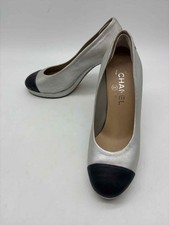 Chanel Silver Size 37.5 Pump Heels