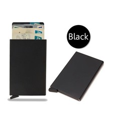 RFID Smart Wallet Slim Metal Card Holder Pop Up Minimalist Black Unisex Pro