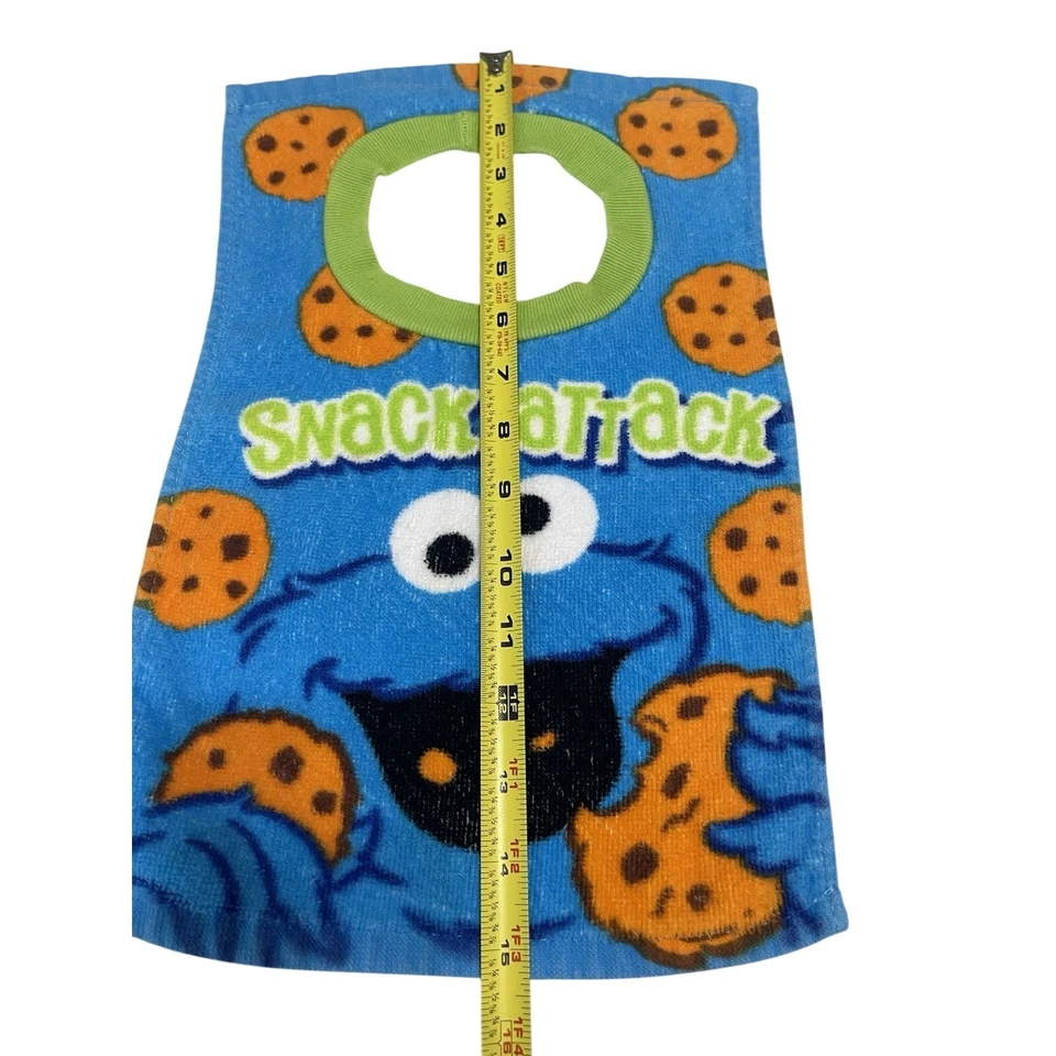 Cookie Monster Bib Towel Crew Neck Cotton Snack Time Over the Head Sesame Street - Image 3 of 4