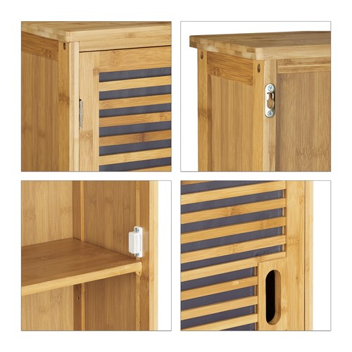 Badezimmer hängeschrank Bambus Badschrank Platzsparender Wandregal 32 Liter - Bild 9 von 9