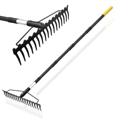 BlumeTrec Bogenrechen, 172 cm verstellbarer Stiel Gartenrechen mit 17 schwarz+gelb 
