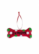 "I Heart My Dog" Dog Bone Ornament