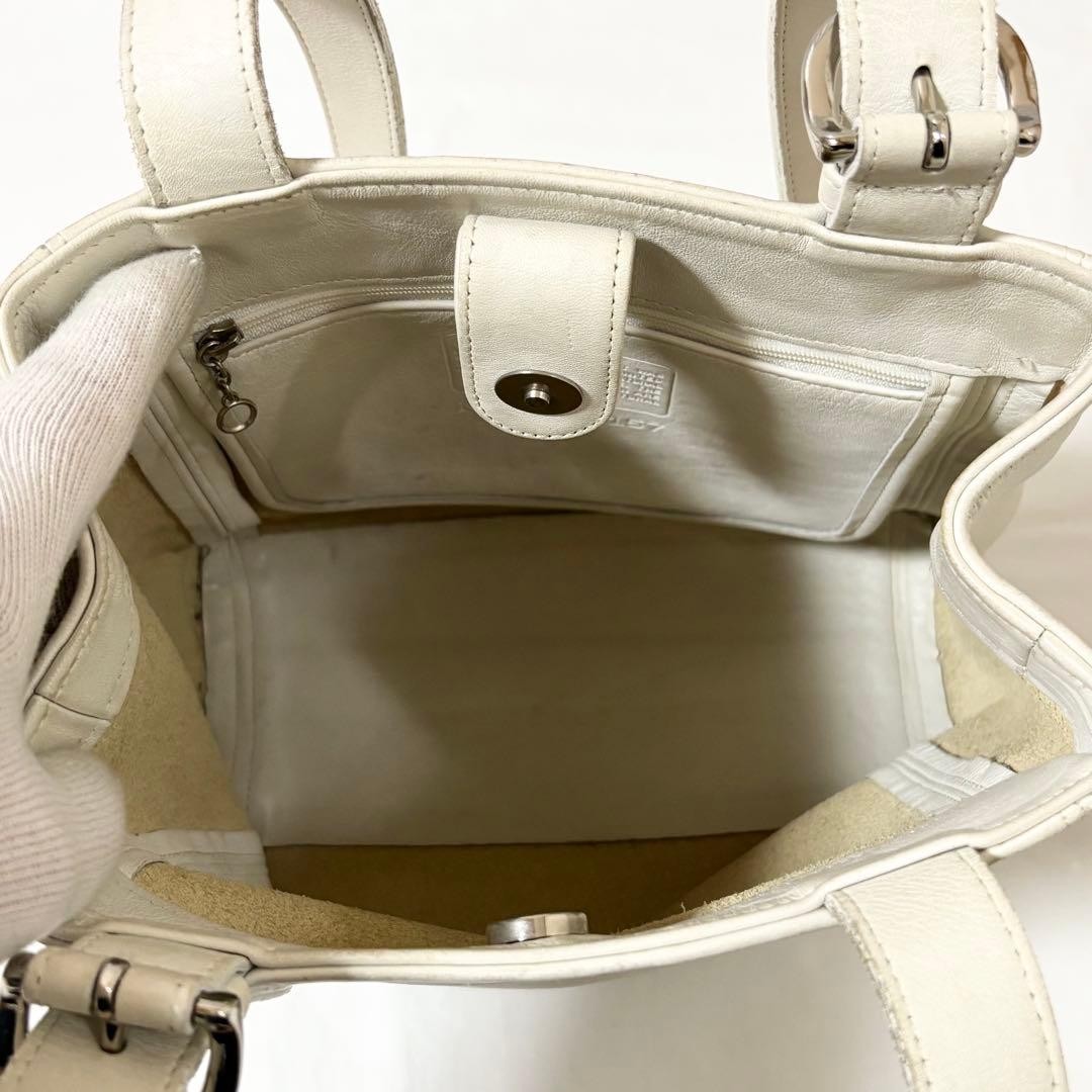 Old Coach Leather Shoulder Bag 4157 White Small G128 thumbnail 13