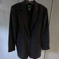 Lauren Ralph Lauren Women's Black Single-Breasted Notch Lapel 1-Button Blazer 8