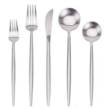 Matte Silverware Set 20-Piece Stainless Steel Flatware Service for 4 Kitchen ...