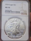 AMERICAN SILVER EAGLE 2020 NGC MS 70 1 TROY OZ