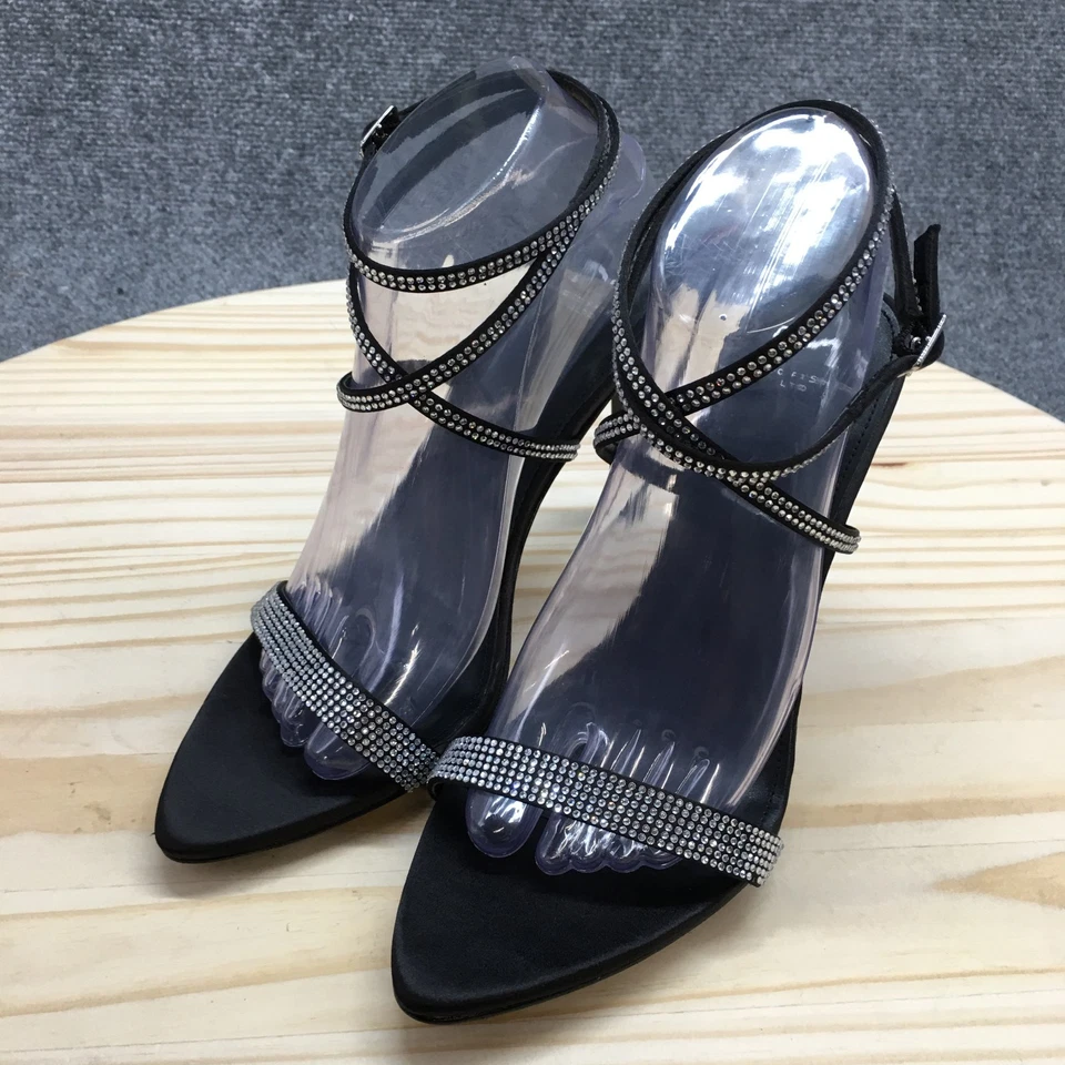 Sandálias Marc Fisher Feminina 9 M Cammile Gladiador Preto Salto Stiletto Casual NOVO - Imagem 3 de 4