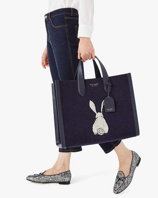 Kate Spade Womens Manhattan Bunny Tote Bag Blue  Large Easter