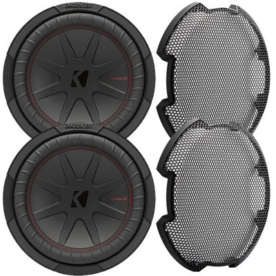 Kicker 48CWR104 CompR 10'' 800W Max Power 4-Ohm Car Subwoofer (Pair), 10'' Grille