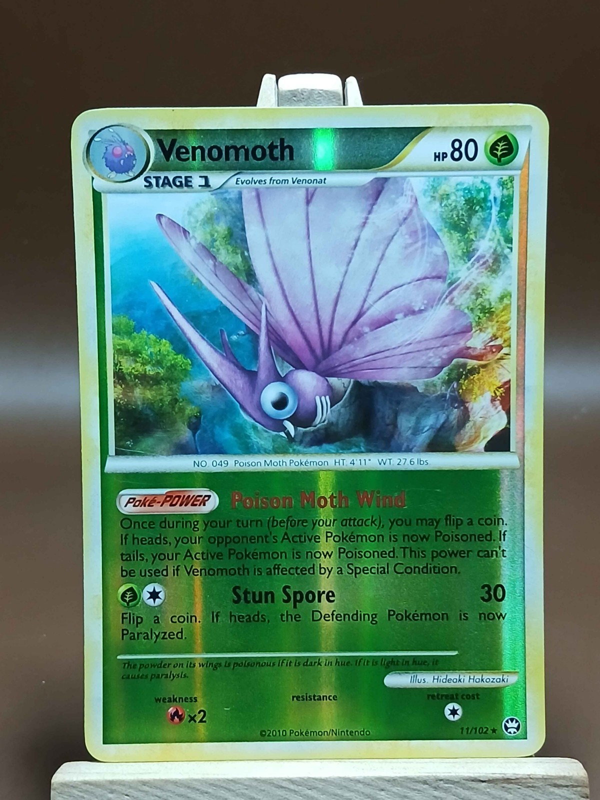 MP Venomoth 11/102 Reverse Holo Vintage Pokemon Card- HGSS Triumphant