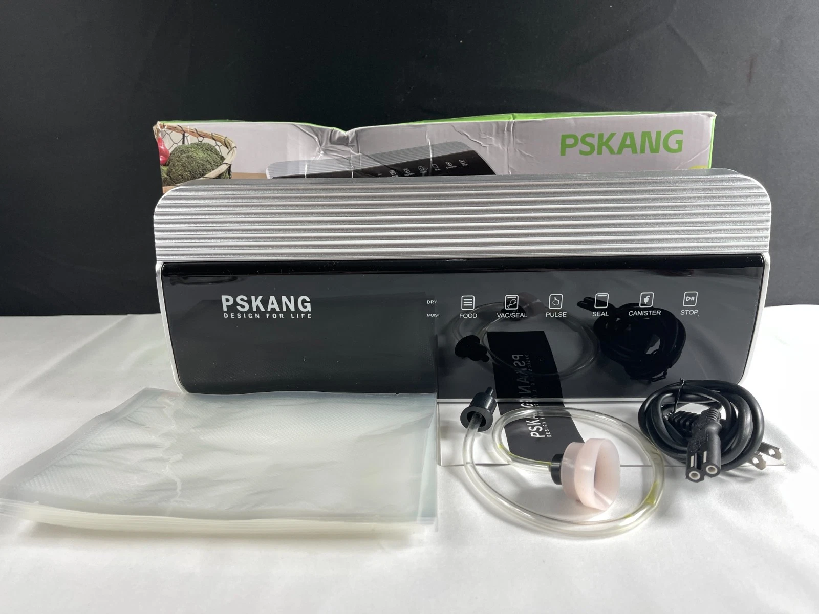 Pskang ZK-8866 Black Silver Portable One-Touch Vacuum Sealer Machine