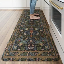 KIMODE Kitchen Mats Cushioned Antigue,Vintage Boho Floral Bird Kitchen Rugs R...