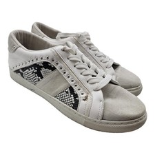 Comfort Est Shoes Womens Size 9 Sneakers White Low Top Print Embellished