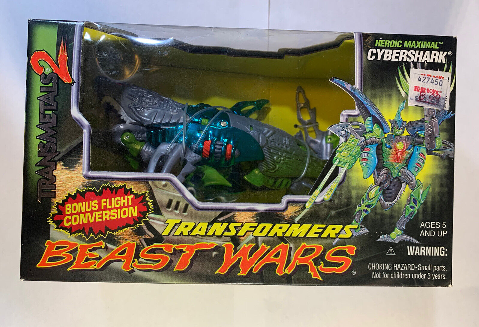 1998 Transformers Transmetals 2 Beast Wars Cybershark - Factory Sealed