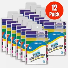 [Pack of 12] Bazic Mini Washable Markers, Conical Tip, Bright Vibrant Colors