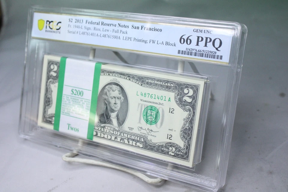 Full Pack 2013 $2 Federal Reserve Notes San Francisco Fr.1940-L PCGS 66 PPQ - Image 3 of 3