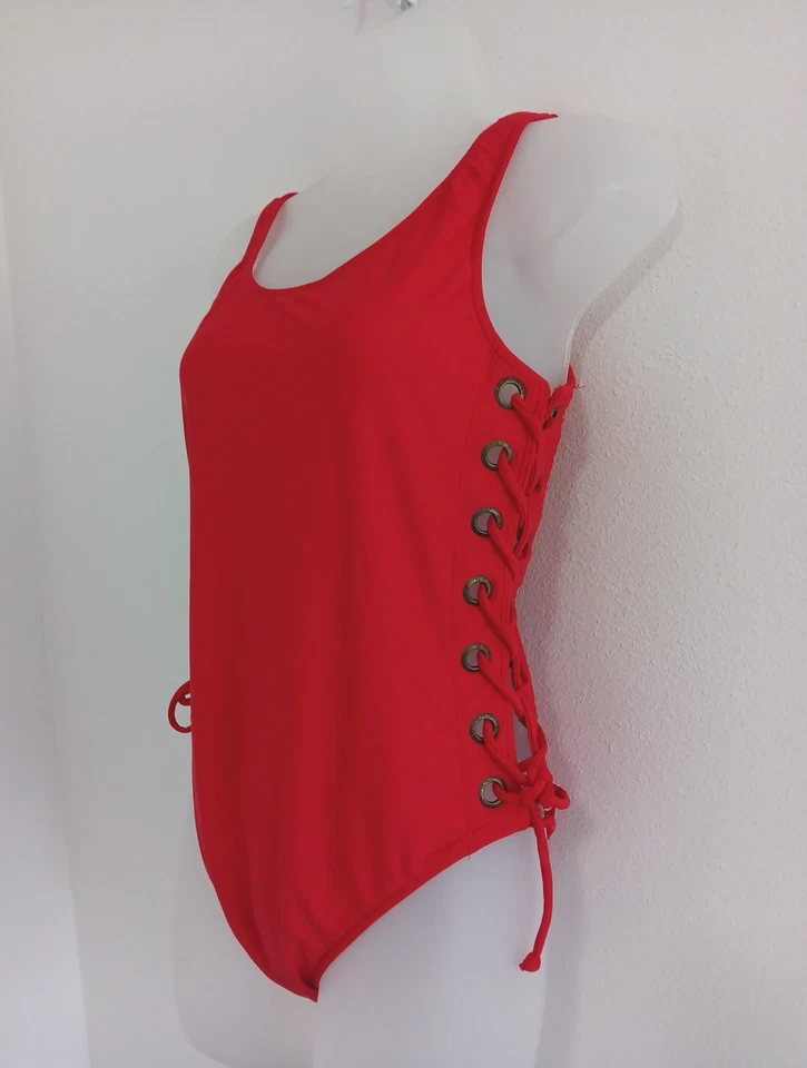 Sexy Baywatch Lados Abiertos Traje De Baño De Colección Años 80 Para Mujer Una Pieza 12 Rojo Corte Alto Foto 2 de 4