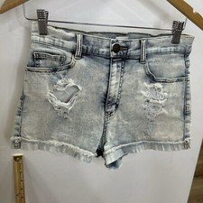 Sneak peek womens jean short highrise distressed cuffed denim size M