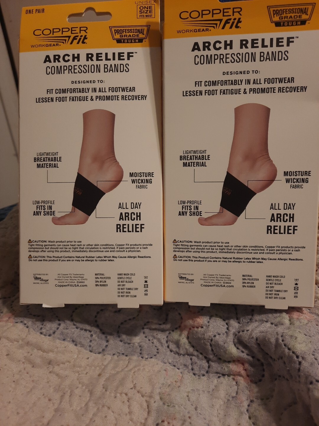 2 Pairs Copper Fit Work Gear Arch Relief Compression Bands, Professional Grade