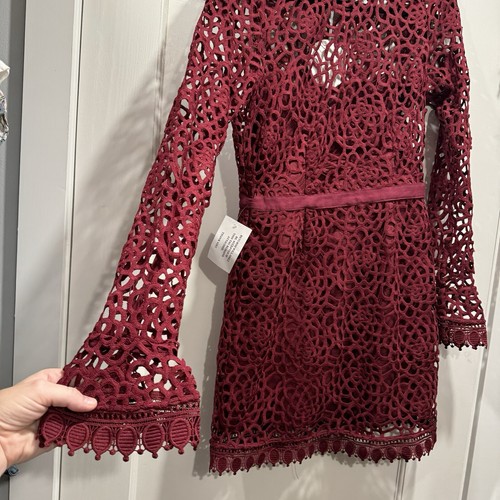 NWT Anthropologie Talulah Lace Mini Dress Red Burgundy Valentines Day Dress Sexy - Picture 8 of 17