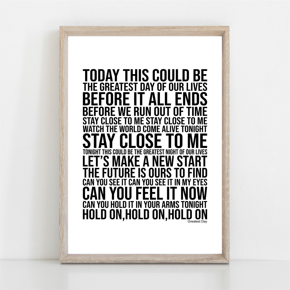 Take That GREATEST DAY Song Lyrics Poster Print Wall Art