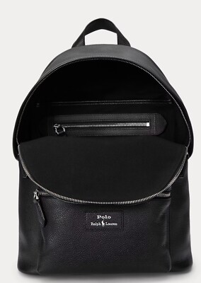 Polo Ralph Lauren ブラック レザーバックパック NWT Polo Ralph Lauren BLACK Pebbled Leather Backpack Bag